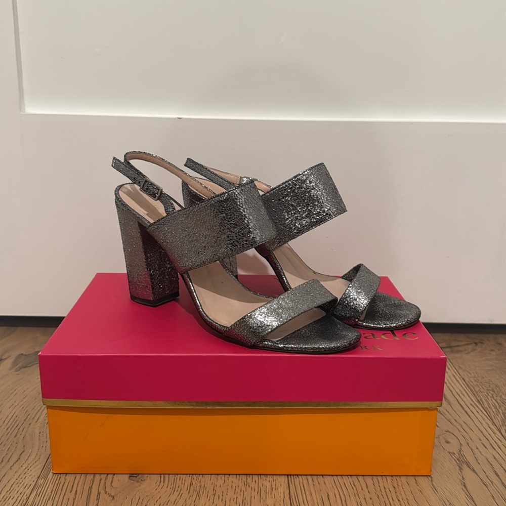Kate Spade Irvine Silver Metallic Leather Slingback Sandal